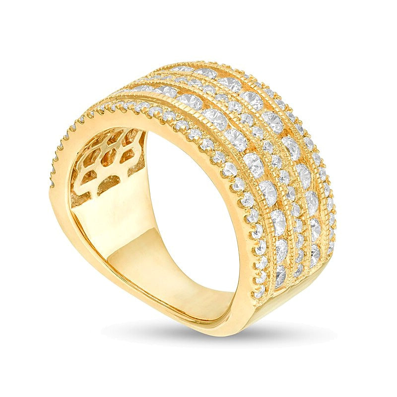 2.0 CT. TW Diamond Multi-Row Vintage-Style Engagement Ring in 10K Gold