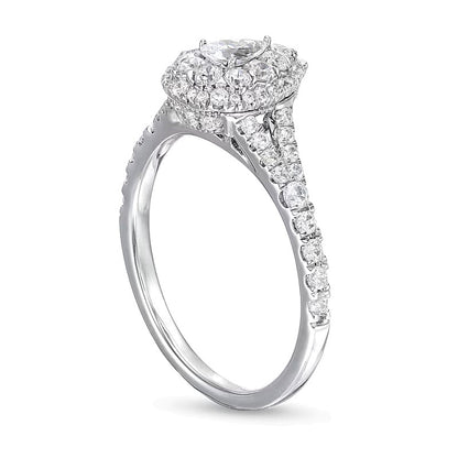 0.75 CT. TW Pear Multi-Diamond Split Shank Engagement Ring in 10K White Gold