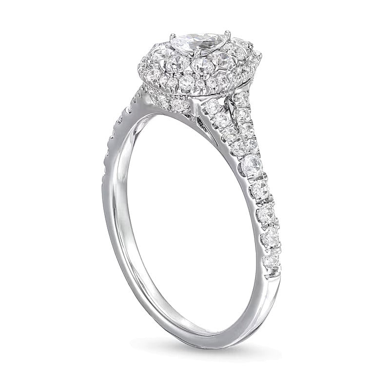 0.75 CT. TW Pear Multi-Diamond Split Shank Engagement Ring in 10K White Gold