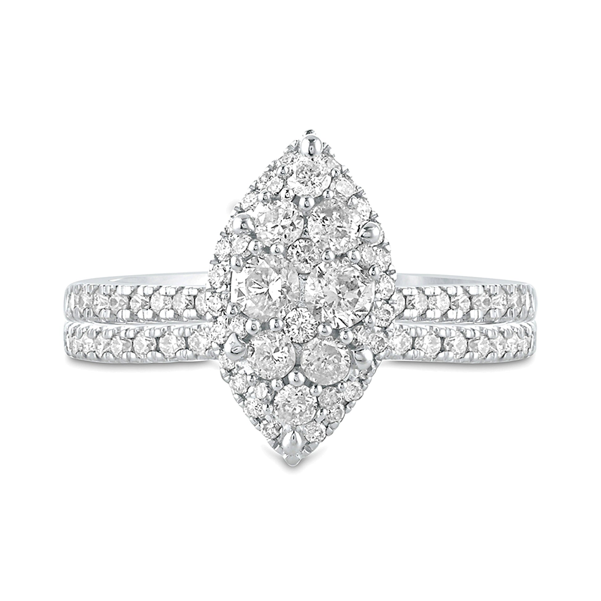1.0 CT. TW Composite Marquise Diamond Bridal Set in 10K White Gold