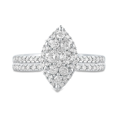 1.0 CT. TW Composite Marquise Diamond Bridal Set in 10K White Gold