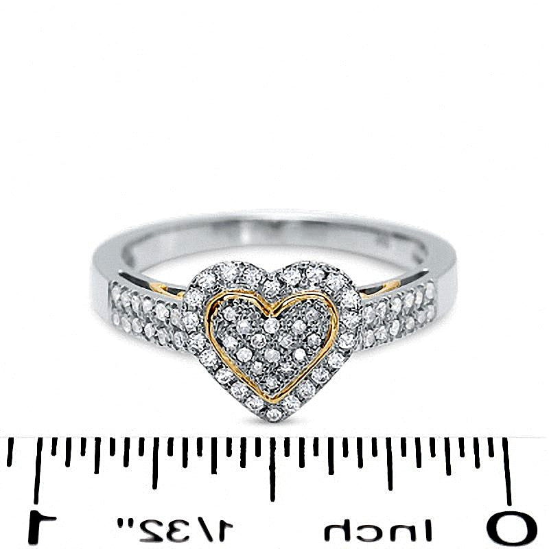 0.33 CT. TW Diamond PavÃ© Heart Ring in 10K Two-Tone Gold