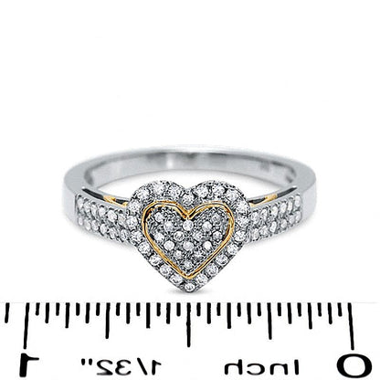 0.33 CT. TW Diamond PavÃ© Heart Ring in 10K Two-Tone Gold