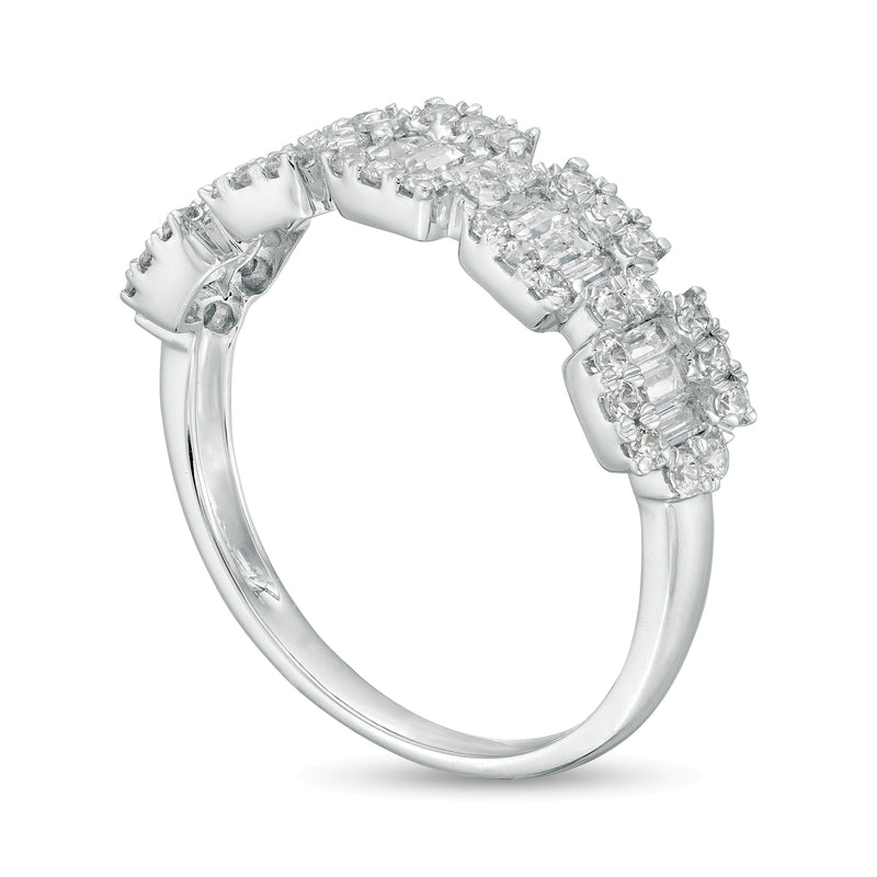0.75 CT. TW Baguette and Round Diamond Composite Five Stone Ring in 10K White Gold