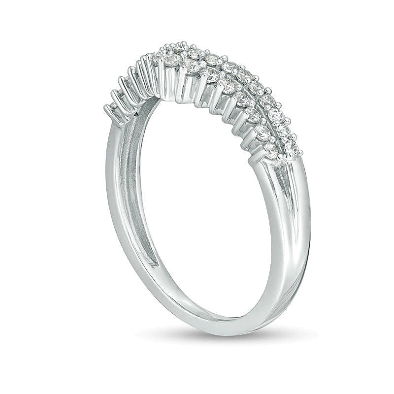 0.33 CT. TW Diamond Double Row Chevron Anniversary Band in 10K White Gold
