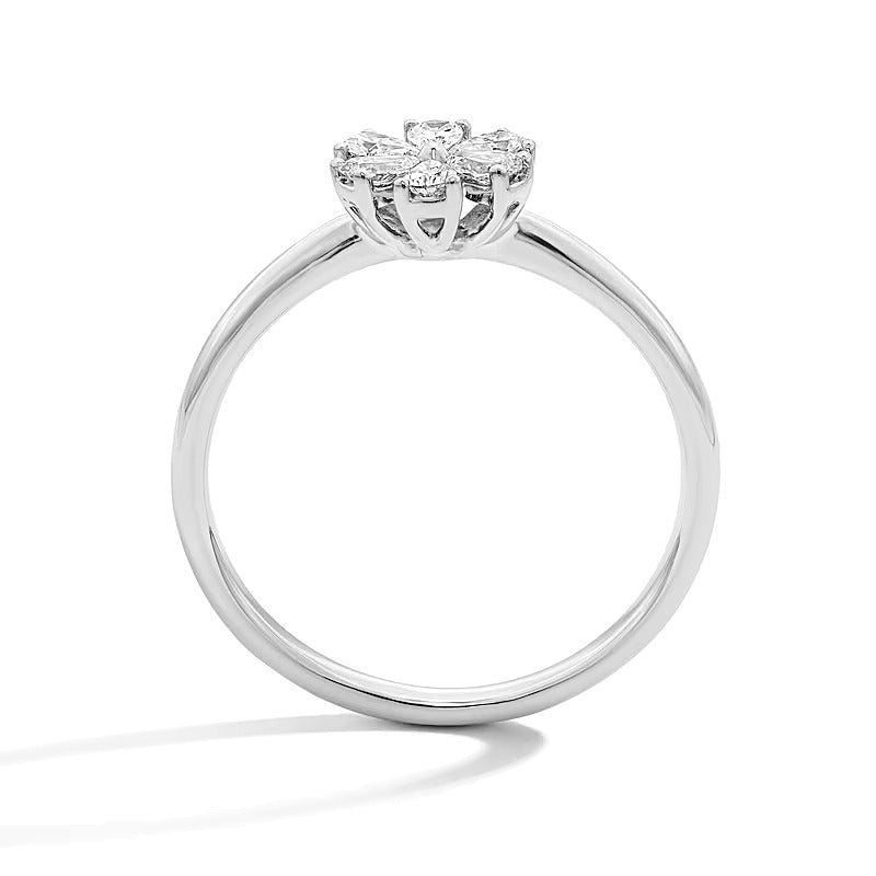 0.33 CT. TW Pear-Shaped Lab-Grown Diamond Flower Ring in 10K White Gold (F/VS2)