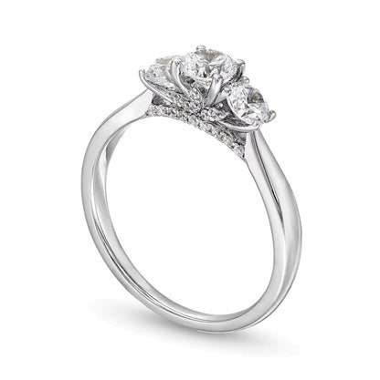 1.0 CT. TW Diamond Past Present FutureÂ® Engagement Ring in 14K White Gold