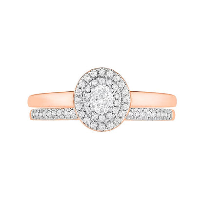 0.38 CT. TW Oval Diamond Double Frame Bridal Set in 10K Rose Gold