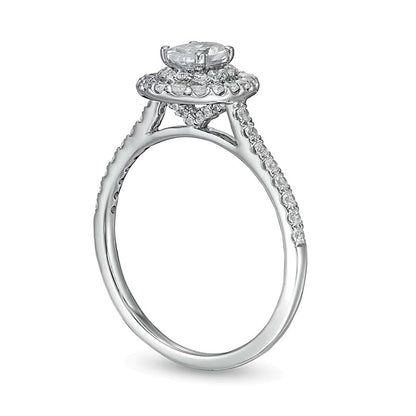 0.88 CT. TW Oval Diamond Double Frame Engagement Ring in 10K White Gold