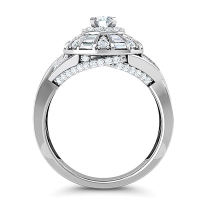 1.0 CT. TW Diamond Windmill Frame Criss-Cross Shank Ring in 10K White Gold
