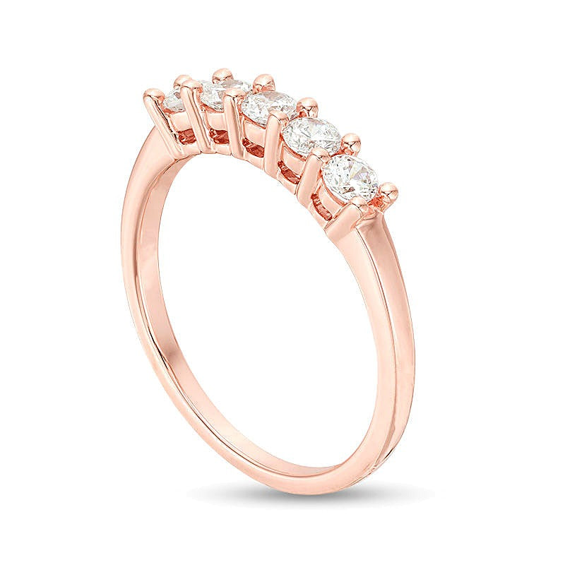 0.5 CT. TW Diamond Five Stone Anniversary Band in 10K Rose Gold