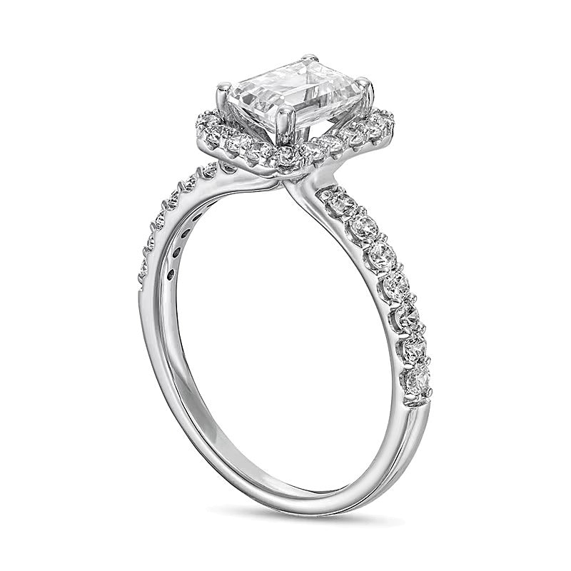 1.5 CT. TW Emerald-Cut Lab-Grown Diamond Frame Engagement Ring in 14K White Gold (F/VS2)