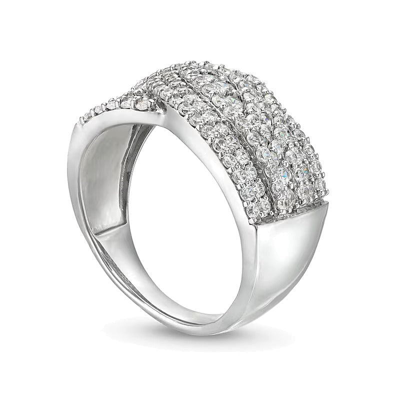 1.0 CT. TW Diamond Triple Row Overlay Band in 10K White Gold