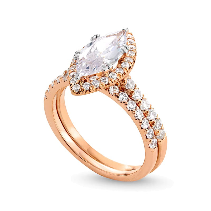 2.25 CT. TW Marquise-Cut Lab-Grown Diamond Frame Bridal Set in 14K Rose Gold (I/SI2)