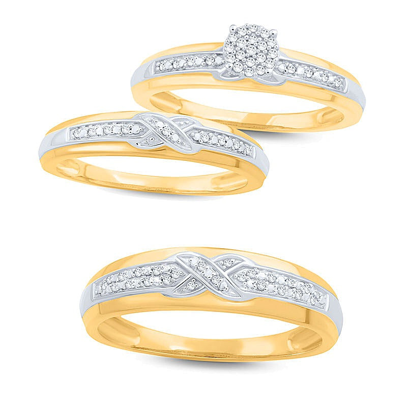 0.05 CT. TW Diamond Criss-Cross Wedding Band in 10K Gold
