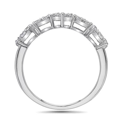 1.0 CT. TW Marquise, Oval and Emerald Multi-Diamond Alternating Ring in 10K White Gold