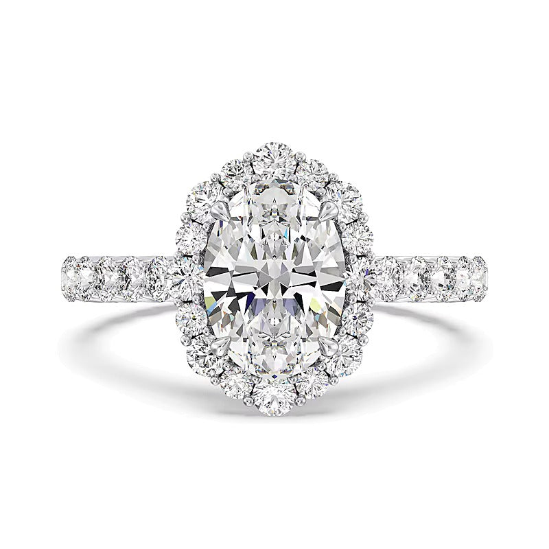 Enchanted Star Cinderella 3.5 CT. TW Oval Lab-Grown Diamond Frame Engagement Ring in 14K White Gold