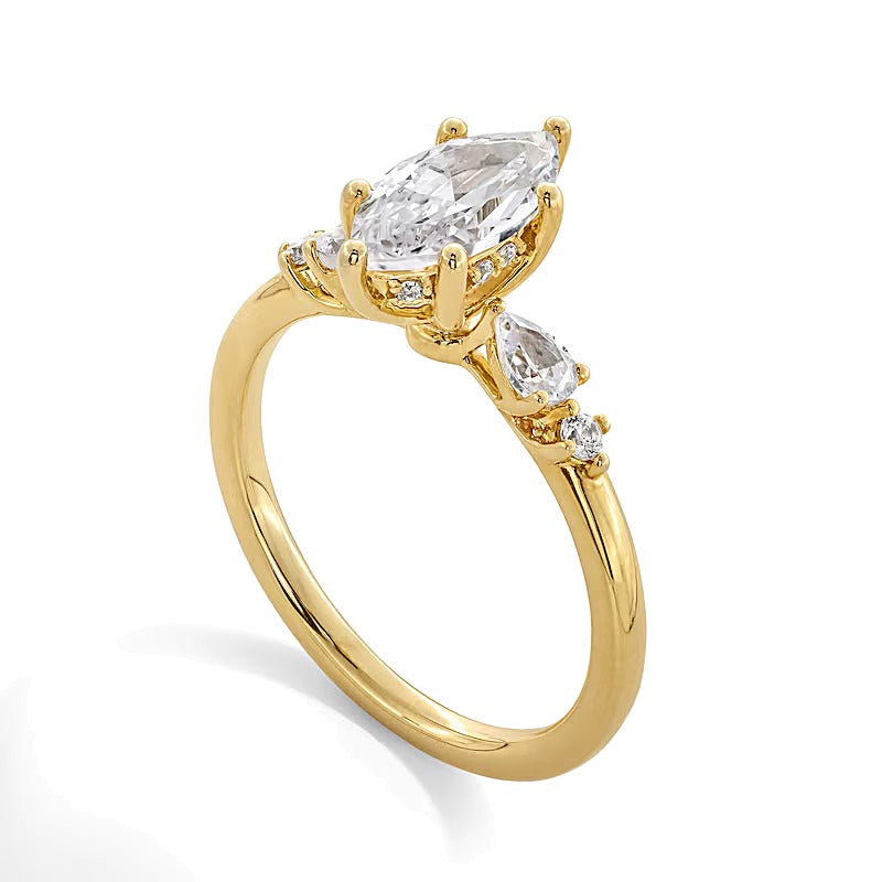 1.25 CT. TW Multi-Shaped Lab-Grown Diamond Five Stone Engagement Ring in 14K Gold (F/VS2)