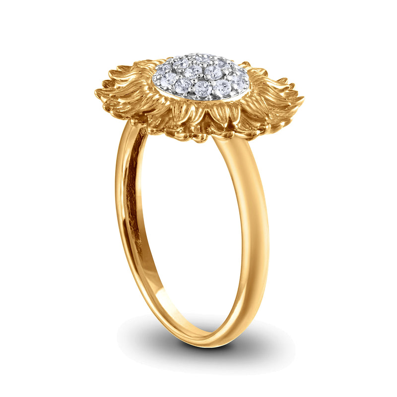 0.2 CT. TW Diamond Sunflower Ring in 10K Gold