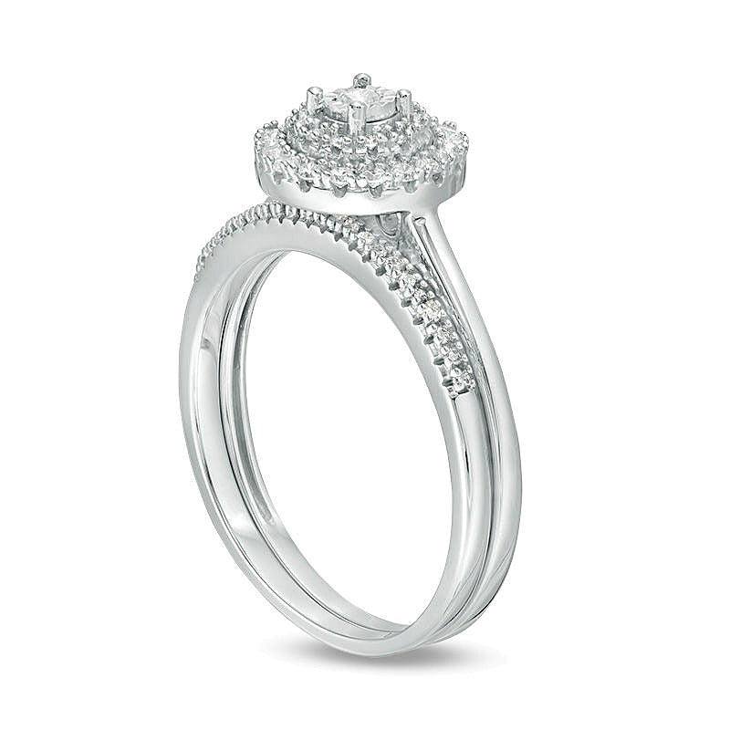 0.25 CT. TW Diamond Double Frame Bridal Set in 10K White Gold