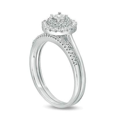 0.25 CT. TW Diamond Double Frame Bridal Set in 10K White Gold