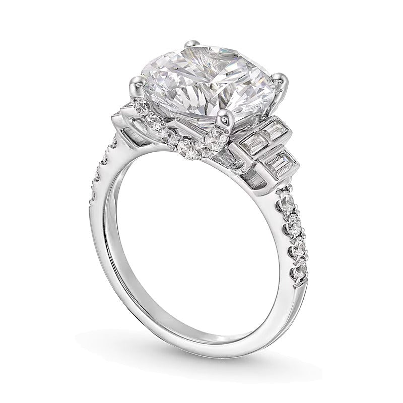 5.63 CT. TW Lab-Grown Diamond Tri-Sides Collar Engagement Ring in 14K White Gold (F/VS2)