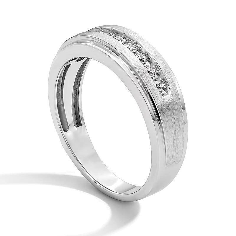 0.25 CT. TW Diamond Stepped Edge Band in 10K White Gold