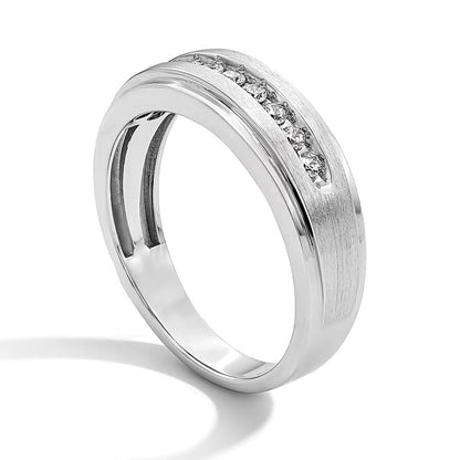 0.25 CT. TW Diamond Stepped Edge Band in 10K White Gold