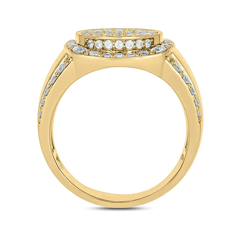 1.5 CT. TW Lab-Grown Multi-Diamond Cushion Frame Medallion Ring in 10K Gold (F/VS2)