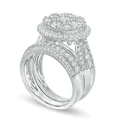 2.5 CT. TW Composite Diamond Frame Multi-Row Bridal Set in 10K White Gold