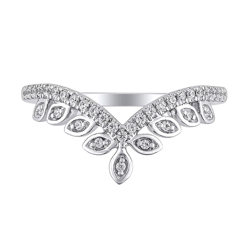 0.2 CT. TW Marquise-Frame Diamond Tiara Contour Band in 10K White Gold