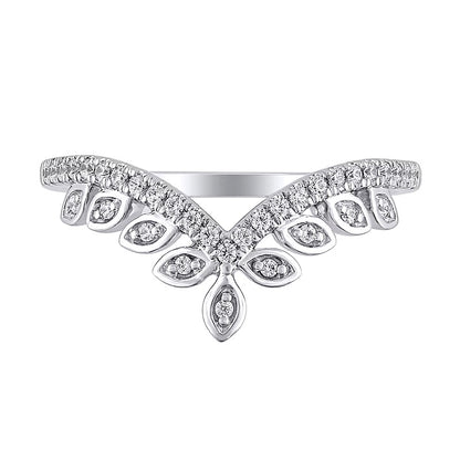 0.2 CT. TW Marquise-Frame Diamond Tiara Contour Band in 10K White Gold