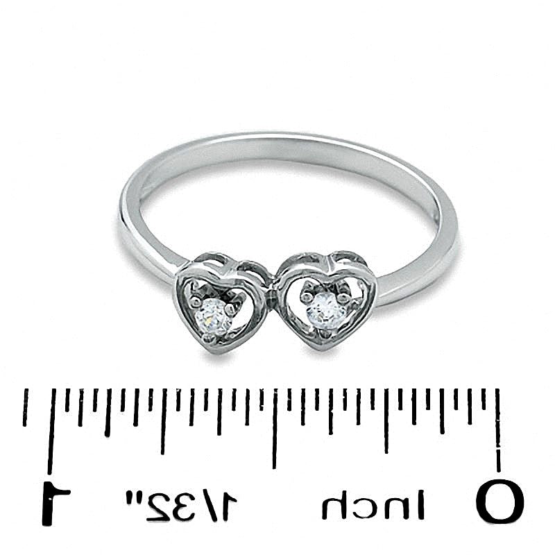 0.07 CT. TW Diamond Double Heart Promise Ring in 10K White Gold