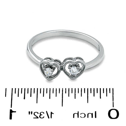 0.07 CT. TW Diamond Double Heart Promise Ring in 10K White Gold