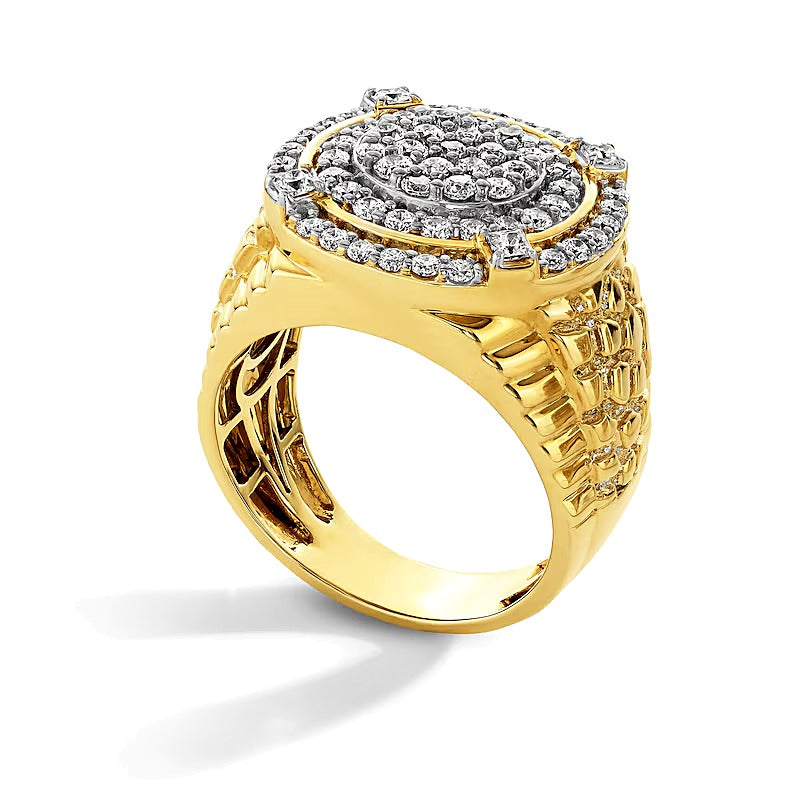 1.75 CT. TW Lab-Grown Multi-Diamond Double Frame Nugget Ring in 10K Gold (F/VS2)