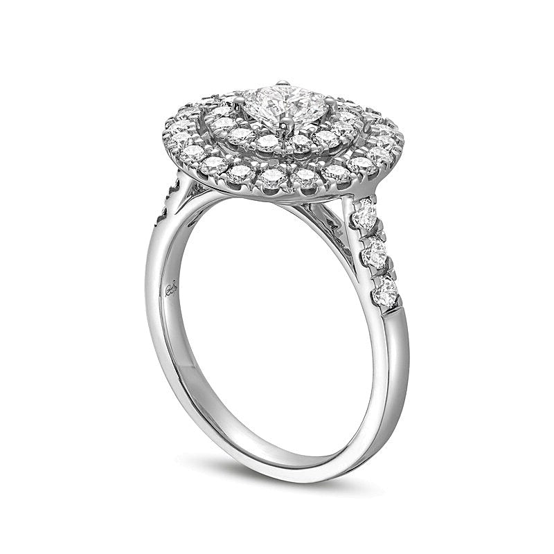 1.5 CT. TW Diamond Double Frame Engagement Ring in 14K White Gold (I/I1)