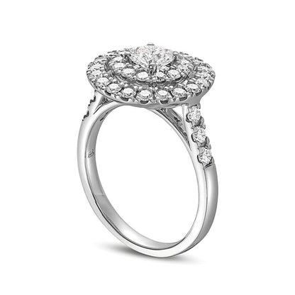 1.5 CT. TW Diamond Double Frame Engagement Ring in 14K White Gold (I/I1)
