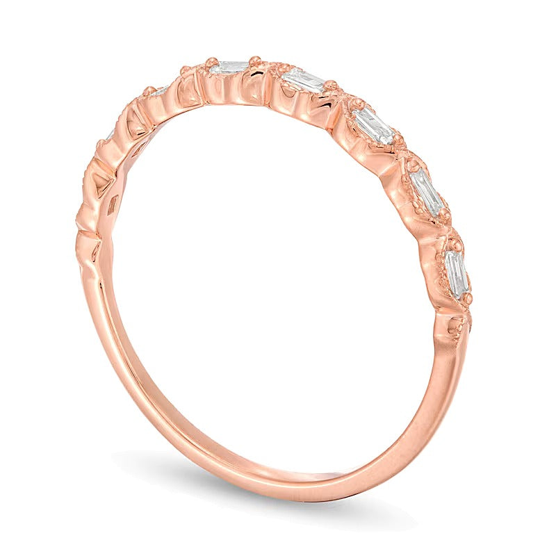 0.13 CT. TW Baguette Diamond Art Deco Vintage-Style Stackable Band in 10K Rose Gold