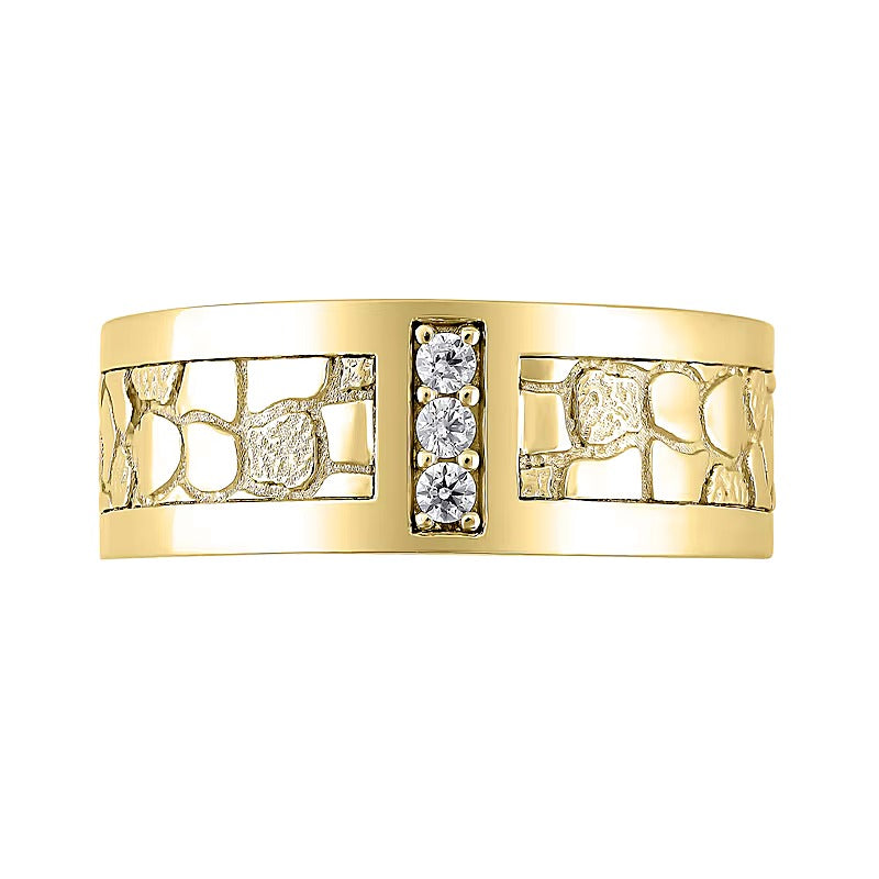 0.1 CT. TW Diamond Three Stone Nugget Band in 10K Gold
