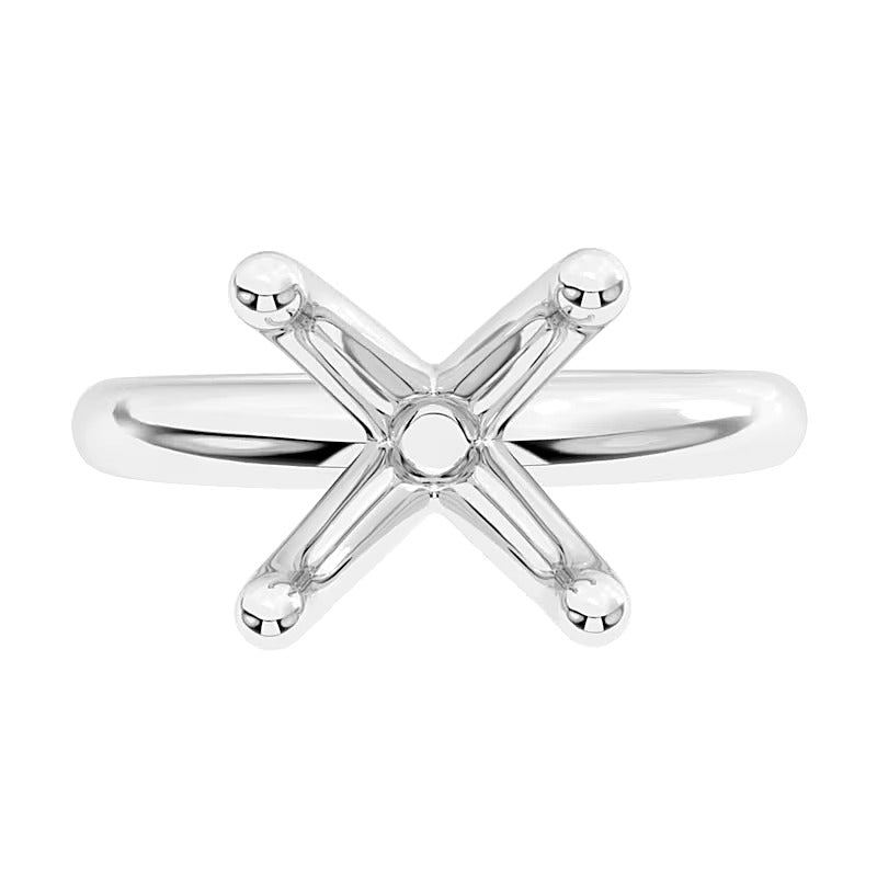 Classic Four-Prong Solitaire Semi-Mount Setting in 14K White Gold
