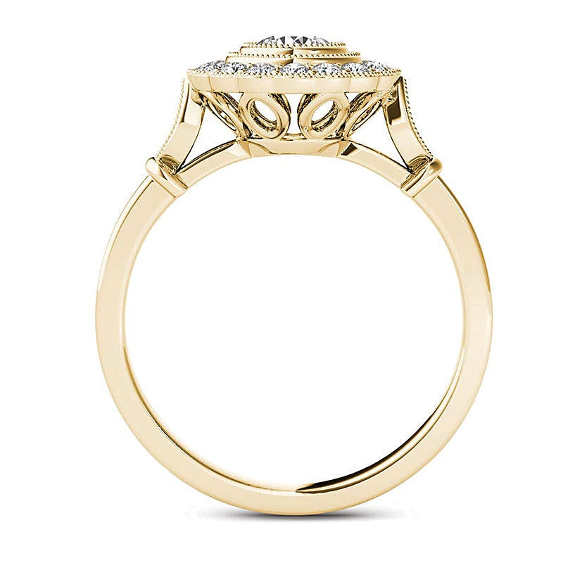 0.63 CT. TW Diamond Frame Vintage-Style Engagement Ring in 14K Gold