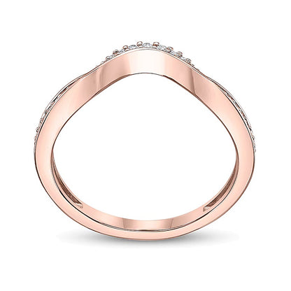 0.1 CT. TW Diamond Wave Contour Band in 10K Rose Gold