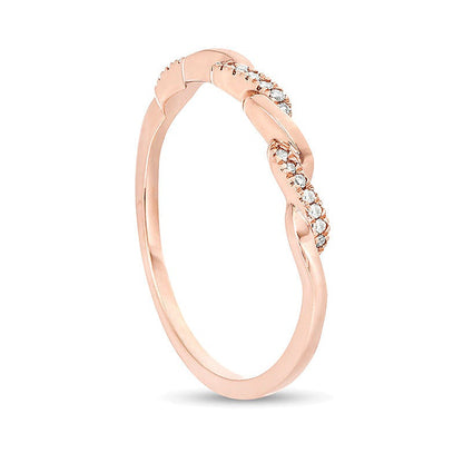 0.05 CT. TW Diamond Twist Wedding Band in 10K Rose Gold