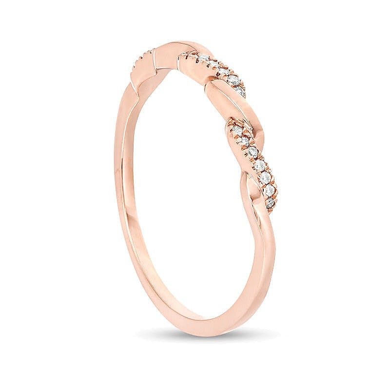 0.05 CT. TW Diamond Twist Wedding Band in 10K Rose Gold