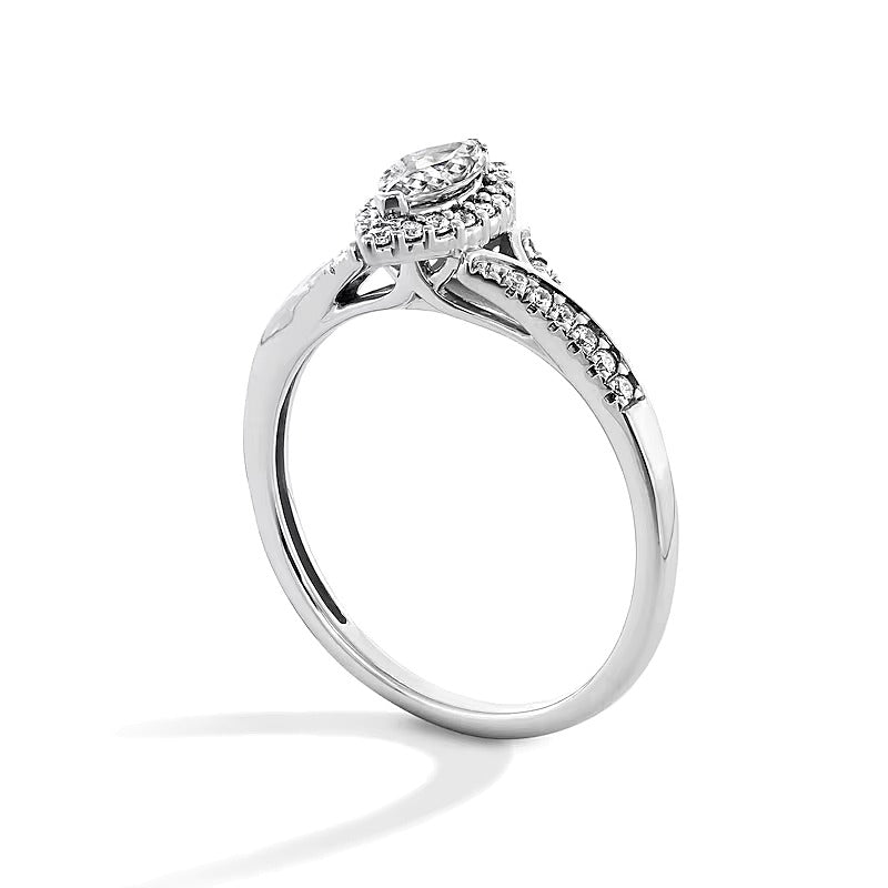 0.38 CT. TW Marquise-Cut Lab-Grown Diamond Frame Split Shank Promise Ring in 10K White Gold (F/SI2)