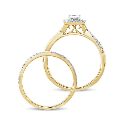 0.5 CT. TW Princess-Cut Diamond Frame Twist Shank Bridal Set in 10K Gold