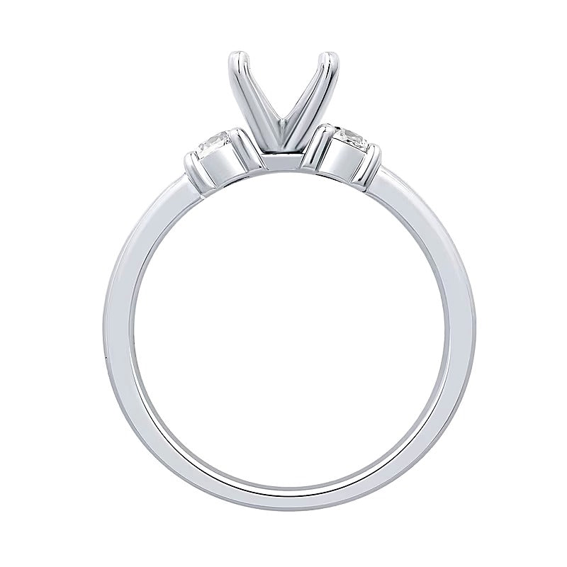 0.25 CT. TW Diamond Three-Stone Solitaire Semi Mount in 14K White Gold