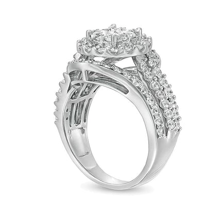 2.0 CT. TW Composite Diamond Bypass Multi-Row Split Shank Engagement Ring in 10K White Gold