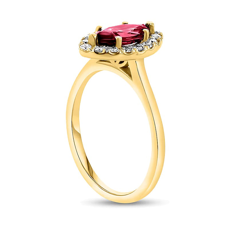 Marquise Ruby and 0.25 CT. TW Diamond Frame Ring in 14K Gold
