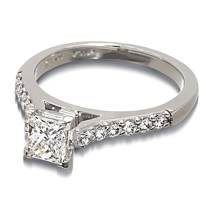 1.0 CT. TW Colourless Princess-Cut Diamond Solitaire Engagement Ring in 18K White Gold